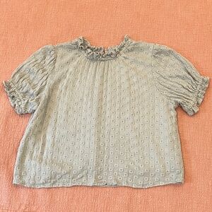 Rylee + Cru small eyelet Gray lined Ruffled sleeve Top